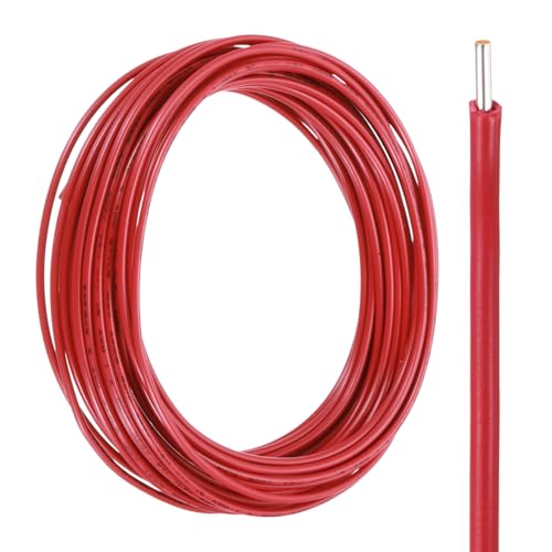 sourcing map UL1007 Solid Core Wire, 20 Gauge 25FT 300V 20 AWG Electrical Wire Tinned Copper PVC 80 Degree High Temp Internal Wiring for Fixed Installations, Appliances, Red