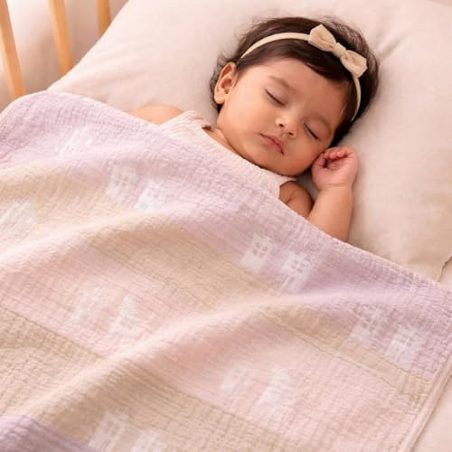 Image of 100% Cotton 6-Layer Muslin Baby Blanket | Super Soft, Breathable & All Seasons Multipurpose Blanket for Babies (House Kitty)