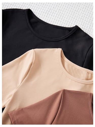 Milumia Girl's 3 Pack Ribbed Knit Bodysuits V Neck Short Sleeve Lettuce Trim Romper Jumpsuit Tops4