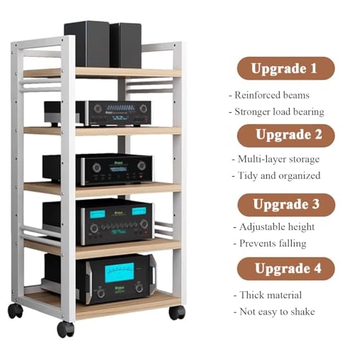 Equipo HiFi Soporte De Medios AV De 5 Niveles Gabinete Estéreo For Componentes De Audio, Unidad De Almacenamiento For Consola De Juegos, CD, DVD, Altavoz, Caja De Cable, Receptor, Amplificador, Estant - imagen 3