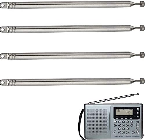RUNCCI-YUN 4 pcs 7 Knots Telescopic Antenna, FM Radio Antenna, TV Radio Antenna, Stereo Reception dab aerial, Portable Radio Antenna