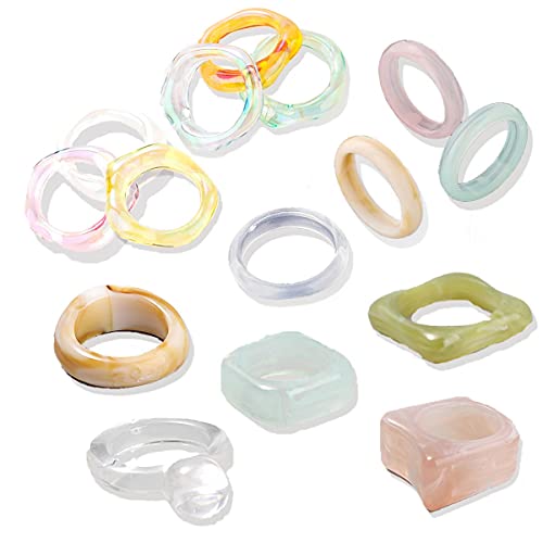 GOLD XIONG PADISHAN 20PCS Colorful Resin Rings for Women Resin Rings Acrylic Chunky Rings Clear Finger Ring Stackable Square Ring Retro Acrylic Finger Ring Y2K Cute Colorful Ring(Style B_15PCS) GOLD XIONG PADISHAN 20PCS Colorful Resin Rings for Women Resin Rings Acrylic Chunky Rings Clear Finger Ring Stackable Square Ring Retro Acrylic Finger Ring Y2K Cute Colorful Ring(Style B_15PCS)