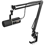 TONOR USB/XLR Microphone, Broadcast-quality Dynamic Studio PC Mic with Boom Arm for Podcasting Recording Gaming Music Streaming Singing Voice-Over Noise Rejection, with 3.5mm Headphones Jack TD510+