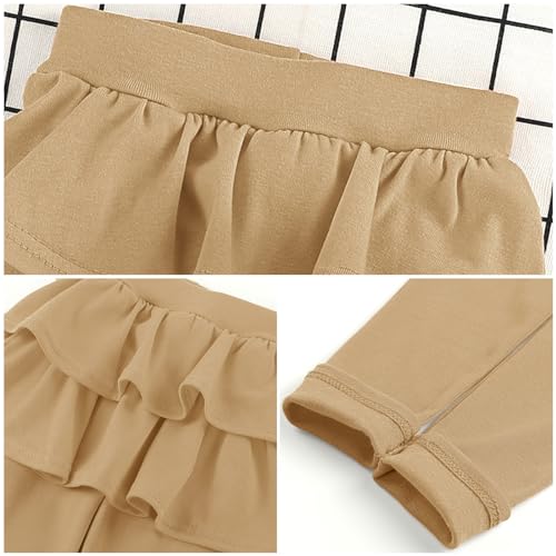 Image of BOOPH Little Girls Leggings with Ruffle Tutu Skirt Kids Uniform Pants | Footless Tights 4-14 Year