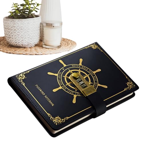 Genérico Cuaderno de Cuero | Papel Grueso con Contraseña 300 Páginas | Cuadernos de Journaling Portátiles con Cierre de Candado - Para Adolescentes Mujeres Hombres Hogar Oficina Escuela Universidad