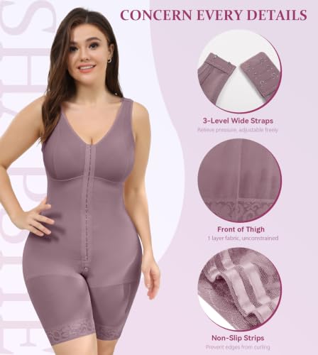 Image of M MYODRESS Fajas Colombianas Plus Size Postpartum Full Body Shaper with bra | 52%Nylon 48%Spandex, 3 row hook Adjustable Compression, breast support and butt lifter, for postpartum post surgery daily