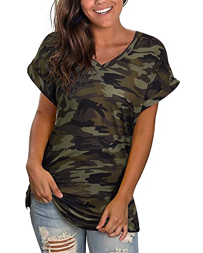 GOOTUCH Womens Summer Tops Tie Dye Short Sleeve Shirt V Neck T Shirts Casual Loose fit Blouses