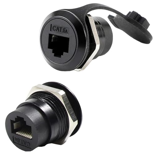 PENGLIN 2 Stück RJ45 CAT6A Geschirmte Buchse zu Buchse Adapter,RJ45 8P8C Cat5/5e/6/6A 8P8C Ethernet LAN Einbaubuchse, RJ45 CAT6A Panel Mount Adapter