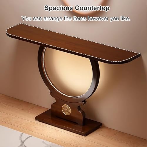 Mesa consola de bambú para entrada con luz pasillera LED 8