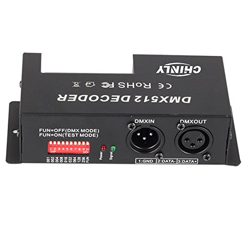 CHINLY 3 Channel DMX 512 LED Decoder Controller 30A RGB DMX dimmer use for DC12-24V RGB LED Strip
