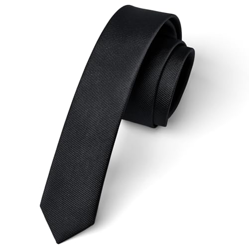 Enlision Cravate Noir Homme Cravate Fine 4CM Slim Cravates en Soie de Couleur Unie Mariage Fête Travail avec Boîte
