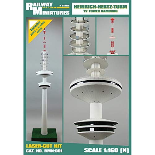 RMN:001 Heinrich-Hertz-Turm TV Tower Hamburg,Scale: 1:160(N) Lenght: 400 mm Width: 280 mm Height: 1930 mm Laser-Cut KIT
