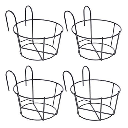 CosCosX Pflanzgefäße zum Aufhängen für Geländer, Pflanzgefäße, Hängekörbe, Blumentopfhalter, Eisenpflanzenregale, Metallzaun, Blumentopfständer, Balkonpflanzenkörbe, Container, Gartentöpfe aus Stahl Cover