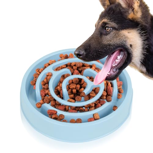 Slow Feeder Dog Bowl, Slow Feeding Dog Bowl, Pet Slow Down Eating Bowl Anti-Choking, Healthy Eating Bowl for Dogs Cats (Light Blue)