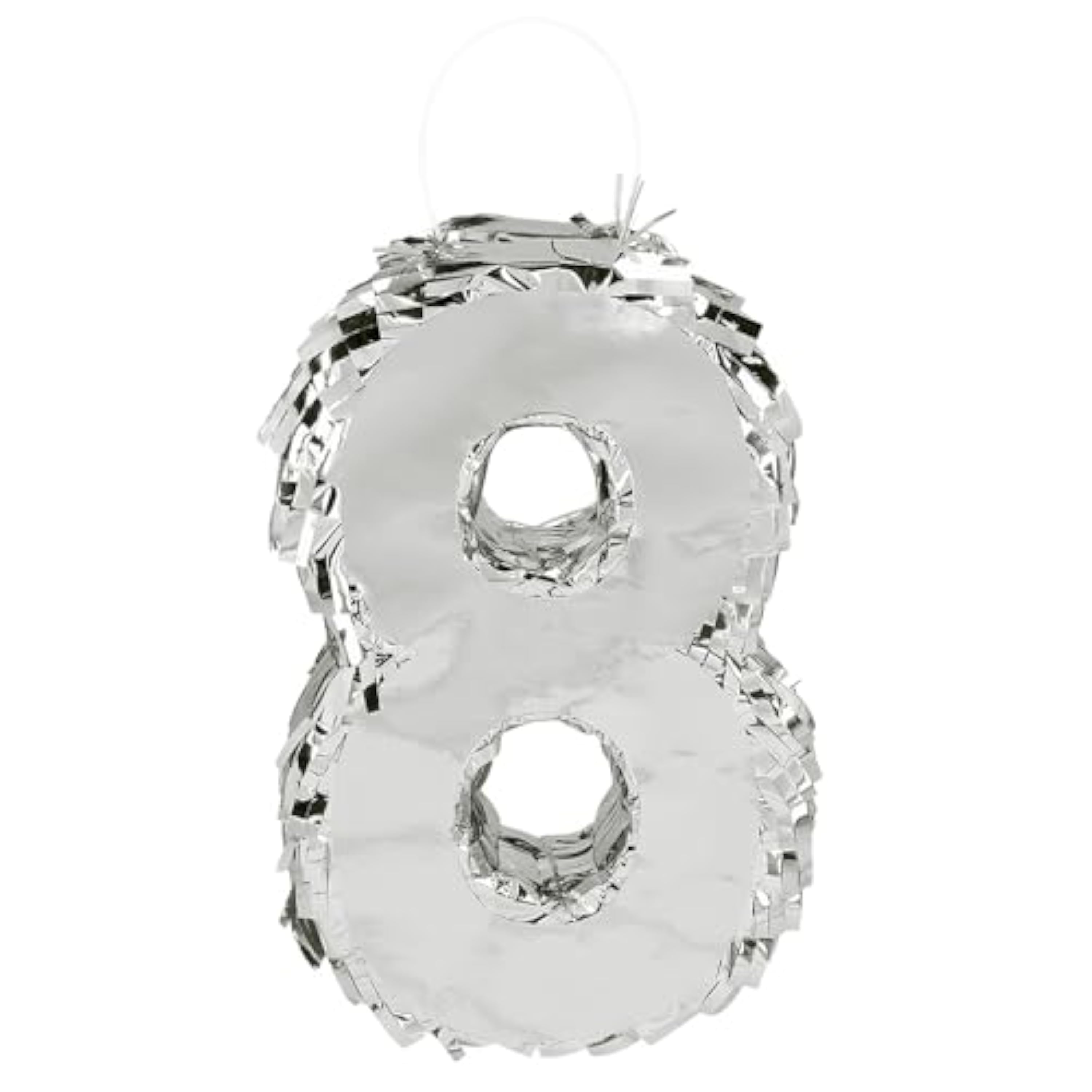 Boland - Piñata de números, 25 x 16 x 5 cm, número brillante para aniversario y cumpleaños, número, plata, decoración, juego para fiestas