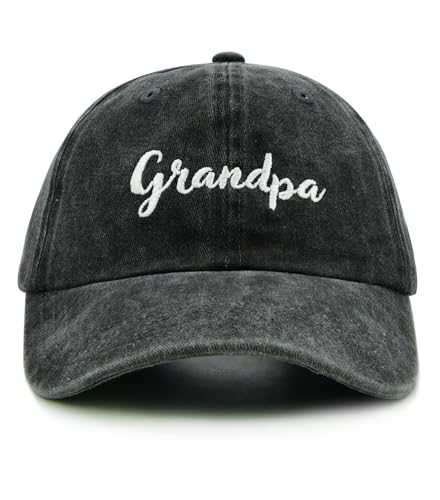 Wodeal Grandpa Hat with Gift Box, Adjustable Grandfather Baseball Cap, Papa Gifts from Grandkids, Black, One size