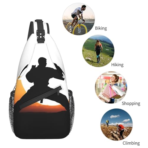 Mochila tipo Sling para hombre y mujer Karate silhouette miniatura 5