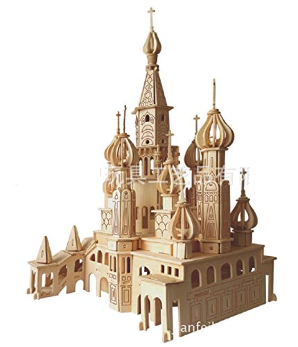Lingduan Innovative New Favorable Imaginative DIY Difficult 3D Simulation Model Wooden Puzzle Kit for Children Or Adults Artistic Wooden Toys for Children-Buildings Series Castle （492 Components）