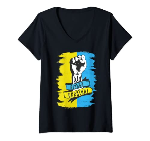 Mujer I Stand With Ukraine Shirt Support Ukraine Free Ukraine Flag Camiseta Cuello V