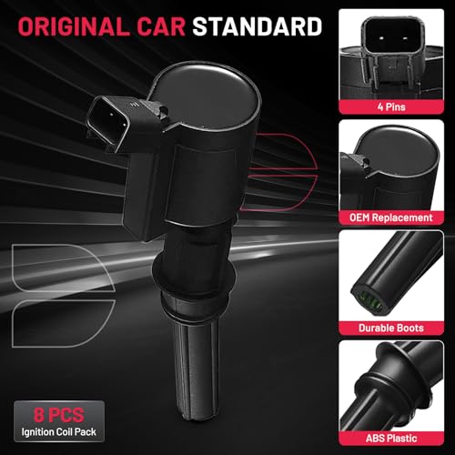 Image of BDFHYK High Performance Ignition Coil DG508 Compatible with Ford F150 F250 1997-2010 Ford Explorer Crown Victoria 2003 2004 Ford Expedition Mustang Ford Coil Pack 5.4L Coil for DG481 DG491 Set of 8