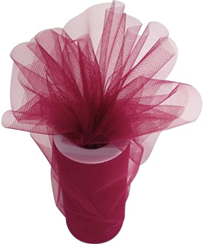Partylandia Bobina Tulle 100 Mt Per Decorazioni, Feste Di Matrimonio, Ideale Per Confetti, Bomboniere, Vestiti, Sedia, Regali Ecc. (Bordeaux, 12.5)