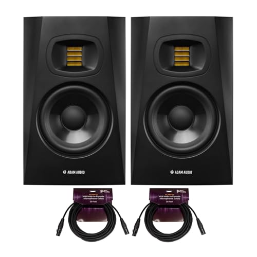 ADAM Audio Professional T-Series T5V 5' 70W 2-Way Active Nearfield Monitor, Pair, Bundle with 2X H&A...