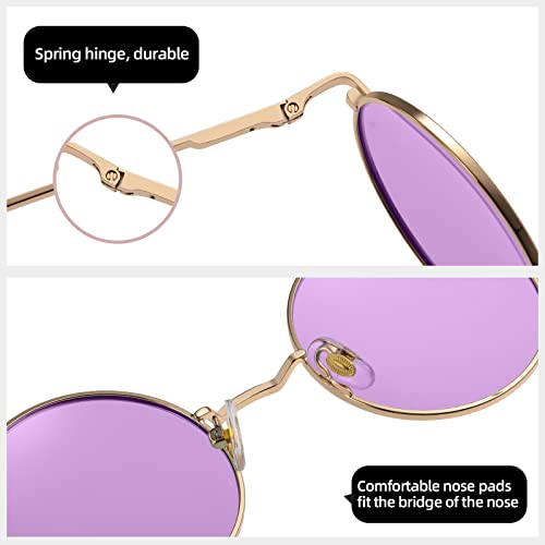 Image of MEETSUN Small Round Polarized Sunglasses for Men Women Metal Retro Hippie Circle Sun Glasses Driving Festival Cosplay UV400