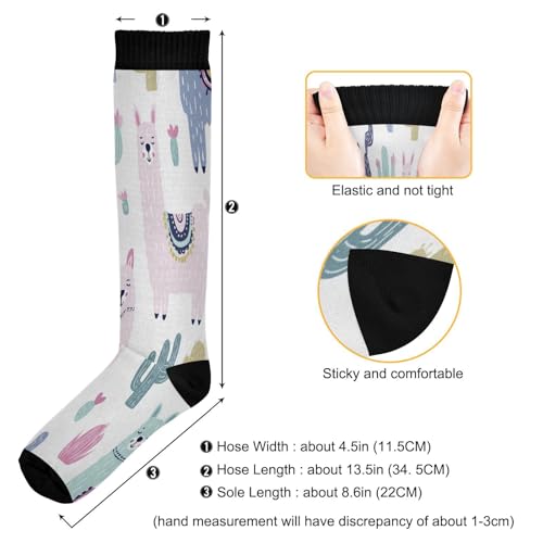 Image of Nander Funny Llama Cactus Compression Socks Women Men for (20-30mmHg) Athletic Sports,Running,Travel Knee High Stockings