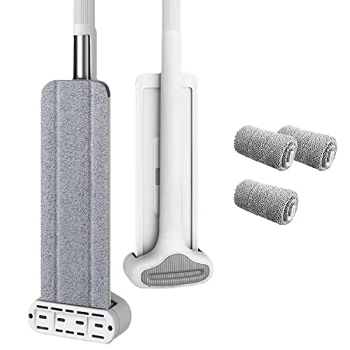 Flat Mop, Self Wringing Floor Cleaning Mop - 360 Hands-Free Microfiber Floor Mop with 4 x Microfiber Washable Pads, Hand Washing Free Mop for Hardwood Floor and Window