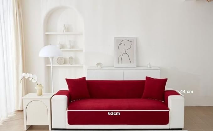 Image of HOMETHREADS Innovative Premium Sofa Cover Set with PVC Backing for Non-Slip Comfort (Maroon, 1 Seater | 176x63cm)