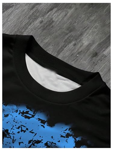 Verdusa Men's Letter Graphic Street Wear Long Sleeve Crew Neck Drop Shoulder Tee Tops3