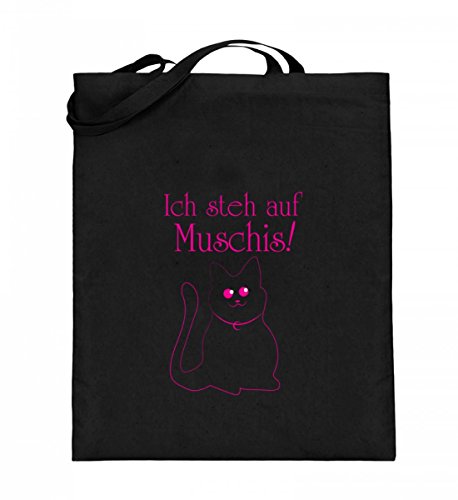 Cadeau pour chat amoureux des chats : grand sac de courses noir Ich steh auf Muschis