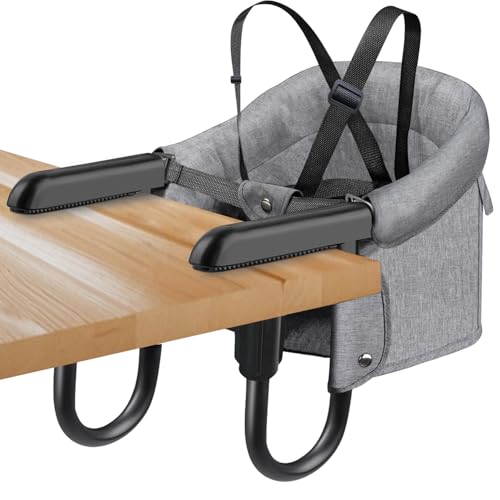 Image of Hook On Chair,Folding Fast Table Chair with Storage Bag,Clip On Portable Highchair for Baby Attaches to Table,Baby Toddler Feeding Seat,Washable&for Home and Travel,with 5 Point Safety Harness.