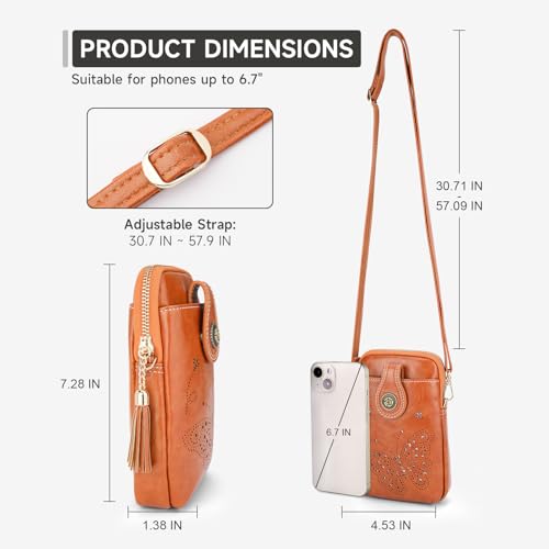 Image of KITEVIUN Small Crossbody Bags for Women, Lightweight Mini Cute Cell Phone Purse for Women with Tassel Shining Butterfly