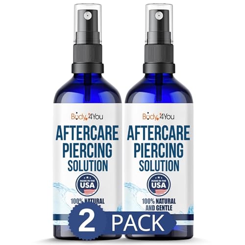 BodyJ4You Piercing Aftercare Spray - Saline Solution for Piercings Wound Wash Sterile Saline - Keloid Bump Removal Ear Nose Septum Belly Button Cartilage - Sea Salt Earring Cleaner 2 Fl Oz (Pack of 2)