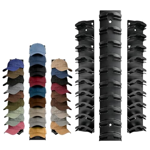 NONETO 3 Pack Hat Organizer for Baseball Caps Storage (Black)
