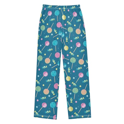 Colorful Lollipop Candy Boys Long Pants Soft Trousers Elastic Waist Kids Lounge Bottoms with Pockets S-XL