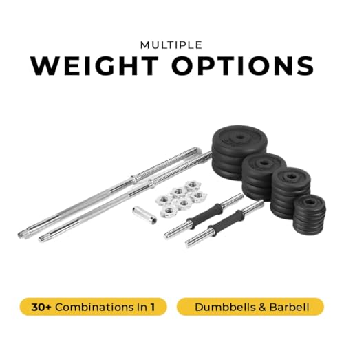 Image of The Cube Club Adjustable Cast Iron Dumbbell Sets with Portable Packing Box 2In1 Dumbbells Barbell with Connecting Rod,50kg Home Gym Training Free Weight Set for Men & Women