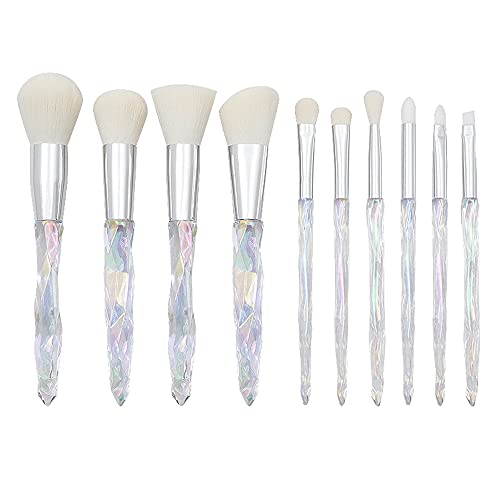 10pc Makeup Brushes Set Crystal Handle Makeup Brush Premium Synthetic Bristles Face Foundation Cosmetic Brush Concealer Blush Eye Shadow Brush Makeup Tools