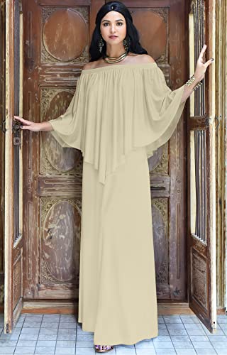 Image of KOH KOH Womens Strapless Off Shoulder Flattering Cocktail Maxi Dress Gown