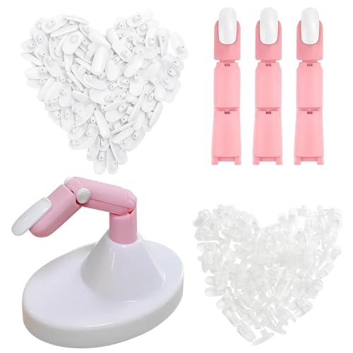 Übungshand Für Gelnägel, 3 Verstellbare Übungsfinger Und 100 Austauschbare Nagelspitzen, Hand Zum Nägel Machen Üben, Ideal Für Nageldesign, DIY Und Professionelles Training