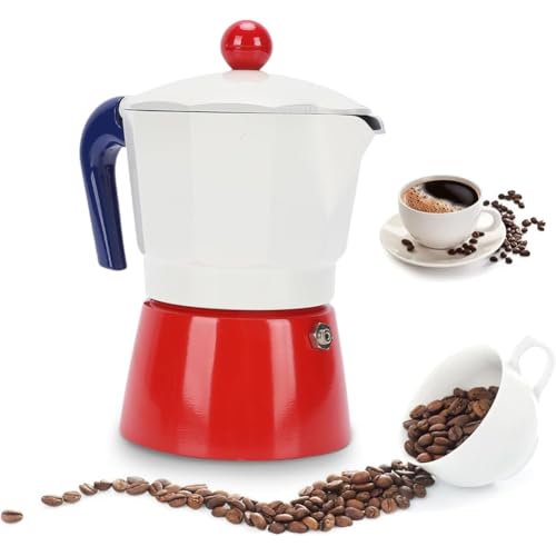 YGBWAOV Cafetera para Estufa, 150 Ml (3 Tazas), Cafetera Exprés, Cafetera de Aluminio para Exteriores, Hogar y Camping