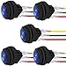 GALDOEP 5 pcs rotondo Interruttore a bilanciere，12V 20A 3 pinInterruttore a Levetta Impermeabili （con Fili Pre-saldati16AWG)， luce LED on/off ， per camion auto fuoristrada marina (blu)