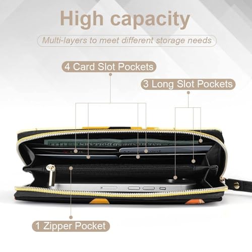 Travel Credit Card Holder Wallet for Women, Pu Leather Slim Card Holder Case Wallet Cute Mushrooms Ladies Funny Mushroom Long Purse with Wrist Strap4