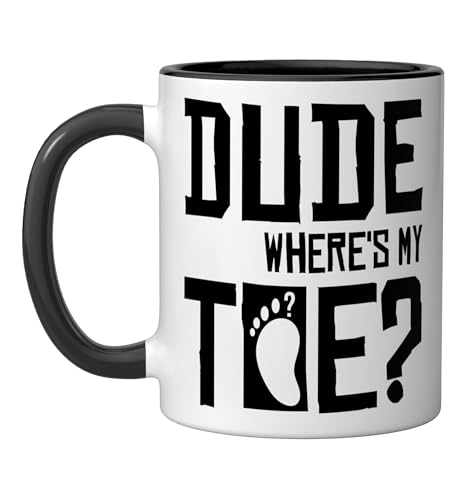 Taza cerámica humor amputación dedo negro/blanco 11 oz miniatura 1
