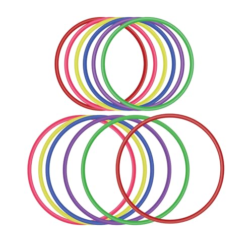 OOTSR 12 stücke Kunststoff Toss Ringe Set für Ring Toss Spiel, 22cm und 30cm Drinnen draußen Kinder Target Übungsspiele, Party Favor Spiele, Karneval, Garten (6 Farben)