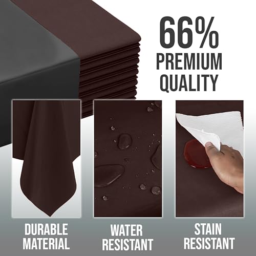 Exquisite Brown Round Tablecloths Plastic Table Cloth Disposable 48 Pack 84" Inch Round Table Cloth Disposable Brown Tablecloths Plastic Tablecloth Indoor/Outdoor Tablecloth Party Supplies by Exquisite - Used condition - Image 3