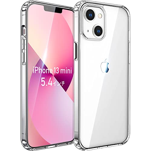 Xeokone iPhone13 mini ケース クリア MIL規格耐衝撃 耐衝撃 黄変防止 ［ワイヤレス充電対応 ］iPhone 13 mini ケース『四隅滑り止 レンズ保護 滑り止め 軽い スレ傷防止〕［PC背面 + TPUバンパー 二層構造フィット感］アイフォン13mini透明 ケース 5.4インチ 対応