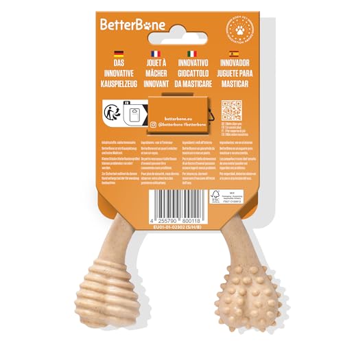 BetterBone - Hundespielzeug zum Kauen - Small Hard Beef - Kauknochen Hund Nylon- & GMO-frei auf Zellulosebasis - Kauspielzeug extra hart mit Rindfleischgeschmack - Kauholz Splitterfrei & langlebig