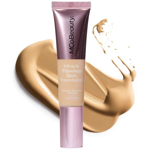 MCoBeauty - Miracle Flawless Skin Liquid Foundation - Medium Warm Shade - Buildable Dewy-Finish Formula with Hyaluronic Acid, Coconut Water and Rose Flower Water - Beauty Products
